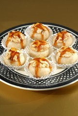 Marzipan sweets with walnuts and caramel