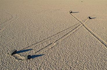 Sliding rock located on Racetrack Playa in a remote part of Death Valley National Park.
