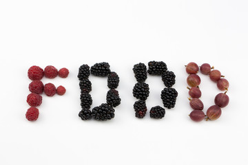 Food written with fruits