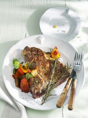 Grilled Porterhouse steak with ratatouille