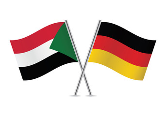 Sudan and Germany flags. Vector illustration.