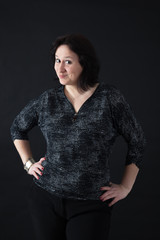 Beautiful woman doing different expressions in different sets of clothes: love