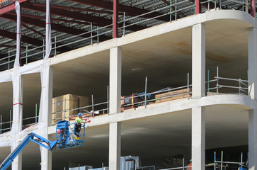 Construction worker on platform