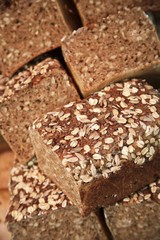 Several loaves of wholemeal bread