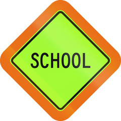 An Australian warning traffic sign - School, with target board