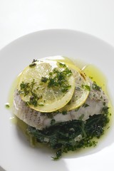 Redfish with spinach and lemon