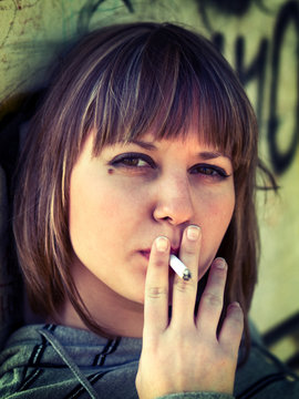 Teenage girl smoking