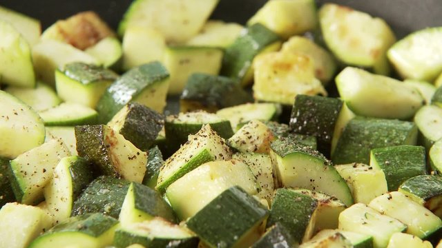 Fried, diced courgette