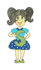 Girl holding letter «S».