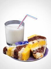 cake and milk