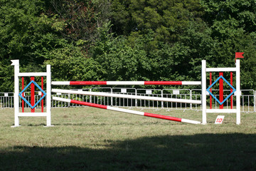 Obraz na płótnie Canvas Equitation obstacles and barriers on a show jumping event