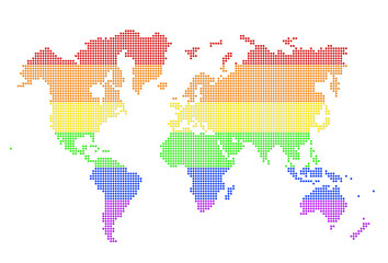 Rainbow world map illustration