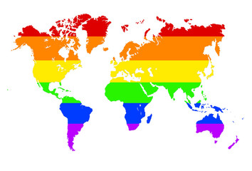 Rainbow world map illustration