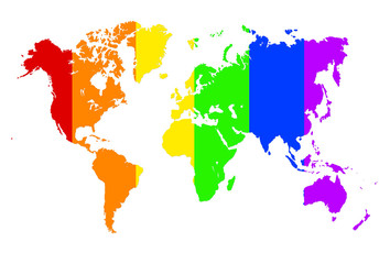 Rainbow world map illustration