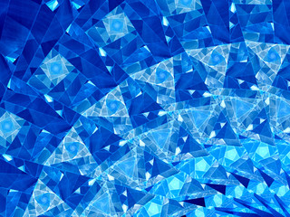 Naklejka premium Blue glowing stained glass fractal