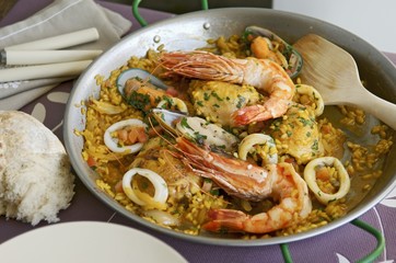 Paella in a paella pan