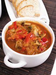 letcho with paprika, zucchini and champignon mushroom