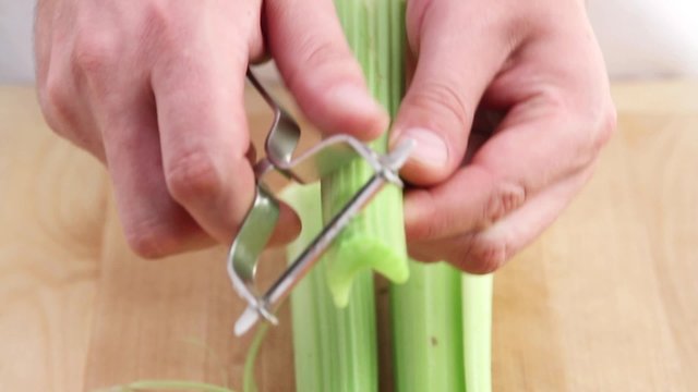 Celery being cleaned