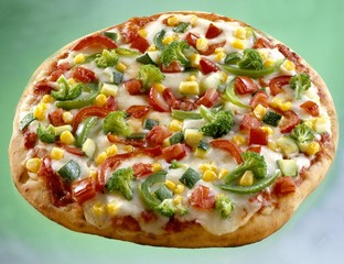 Vegetable and mozzarella pizza
