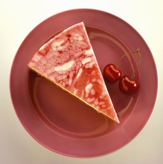 A piece of cherry cheese