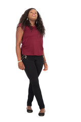 Beautiful woman doing different expressions in different sets of clothes: posing