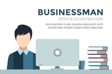 Businessman silhouette. Business man work infographic