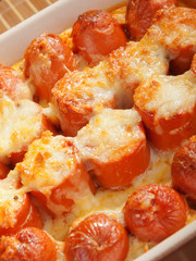 Casserole with sausage and mozzarella