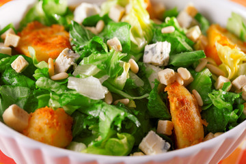 Salad with tomatos, tuna fish and croutons