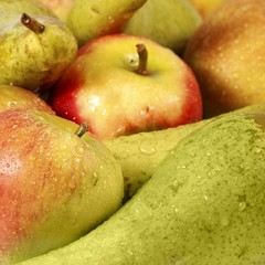 Freshly washed apples and pears