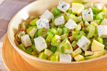 Salad with celery, apple and blue cheese