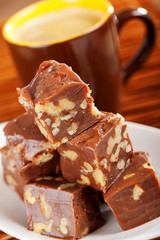 Homemade chocolate with walnuts