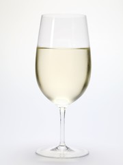 Glass of White Wine on a White Background