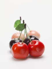 Three different pairs of marzipan cherries