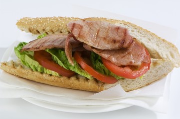 A BLT sandwich (Bacon, lettuce, tomato)