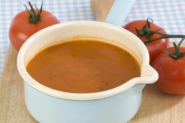 Tomato soup in a pan