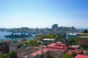 Fototapeta na wymiar View of part of Vladivostok. Russia. 22.05.2015