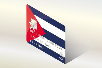 3D Isometric Flag Illustration of the country of  Cuba