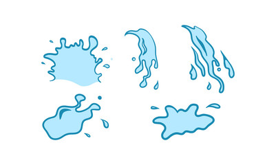 Water Spill Splash Pour Vector Set