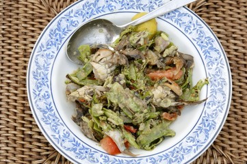 Crab salad (freshwater crab) with Thai herbs