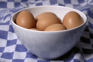 A bowl of brown eggs