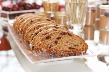 Christmas stollen made with wholemeal flour