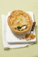Salmon and broccoli pie with puff pastry