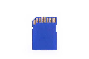 Media SD card close up isolated on white