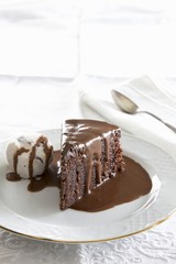 Hot chocolate cake with ice cream