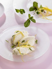 Lemon mousse with mint