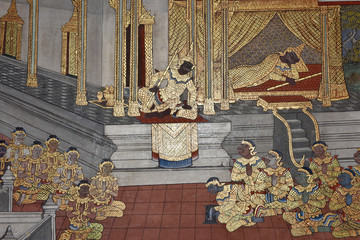 The painting on the wall, wat phra kaew.