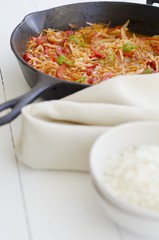 Cabbage stew a side of reis (Dominican Republic)