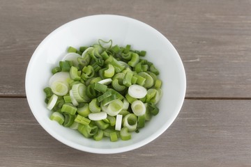 Spring onions, cut into rings