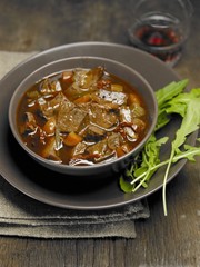 Braised venison with vegetables