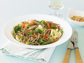 Whole Grain Spaghetti Sauteed with Vegetables